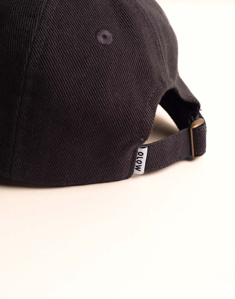 Casquette Six Panel Point Break Noir Carbone en sergé coton bio – OLOW