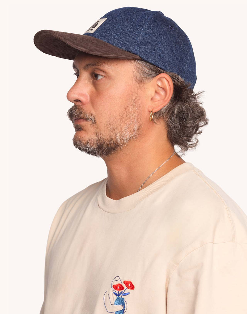 Casquette Six Panel Stanton Bleu & Marron en coton, Coton recyclé – OLOW