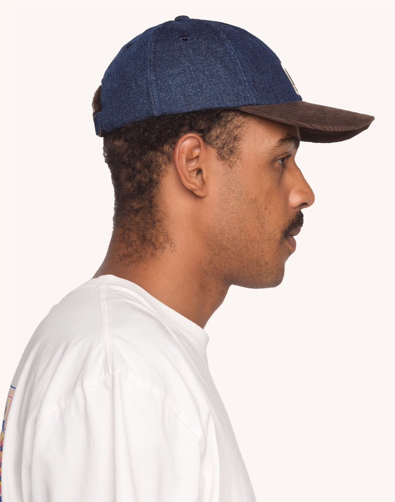Casquette Six Panel Stanton Bleu & Marron en coton, Coton recyclé – OLOW
