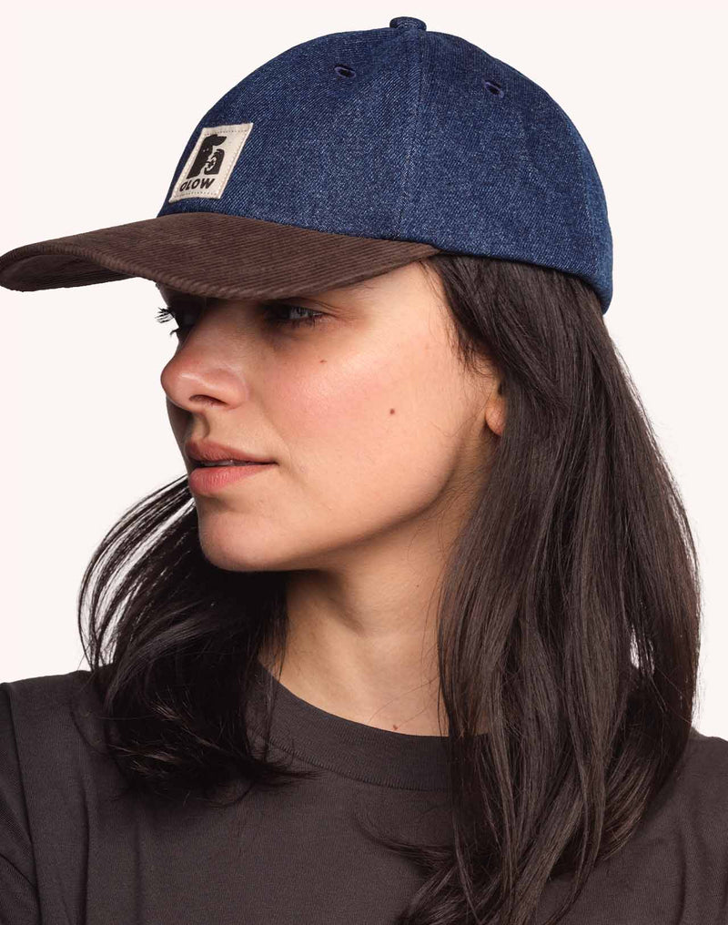 Casquette Six Panel Stanton Bleu & Marron en coton, Coton recyclé – OLOW
