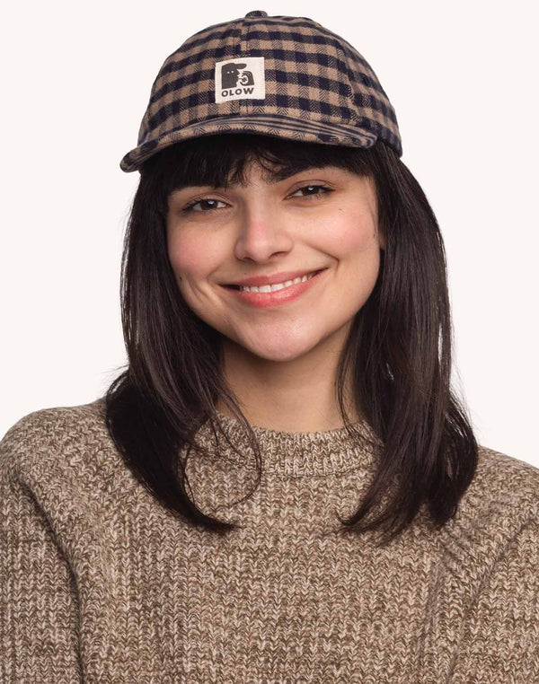 Casquette Wick Marron et Bleu en flanelle de coton – OLOW