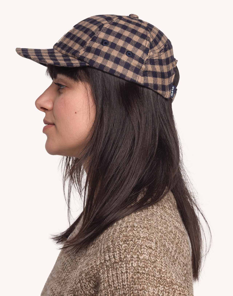 Casquette Wick Marron et Bleu en flanelle de coton – OLOW