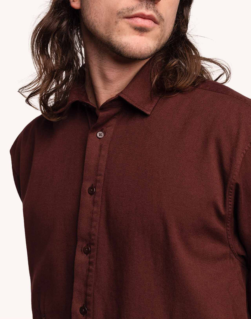 Chemise Brook Chocolat en popeline de coton – OLOW