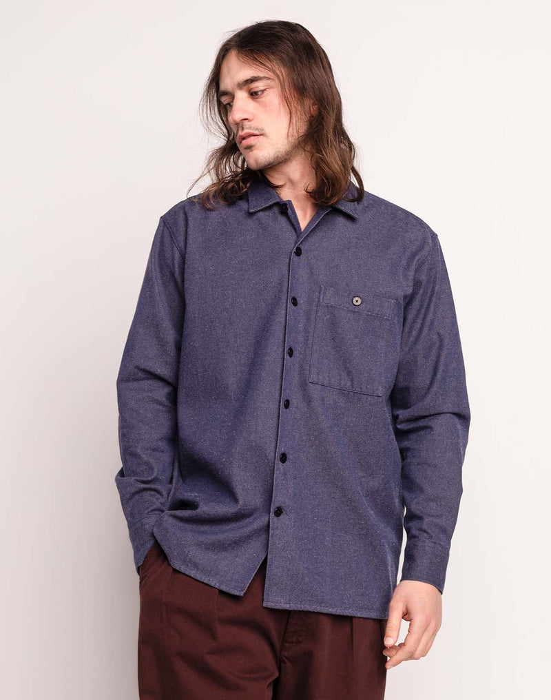 Chemise Decré Borhd Denim Bleu en coton recyclé, Polyester recyclé, Autres fibres recyclées – OLOW