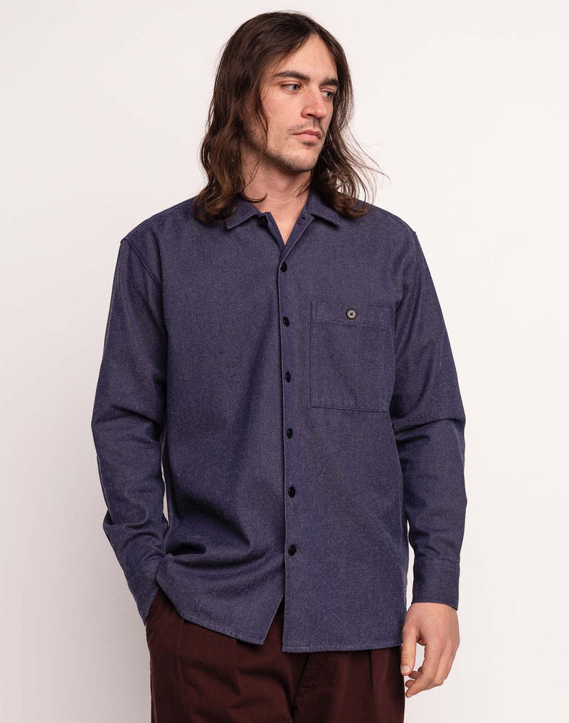 Chemise Decré Borhd Denim Bleu en coton recyclé, Polyester recyclé, Autres fibres recyclées – OLOW