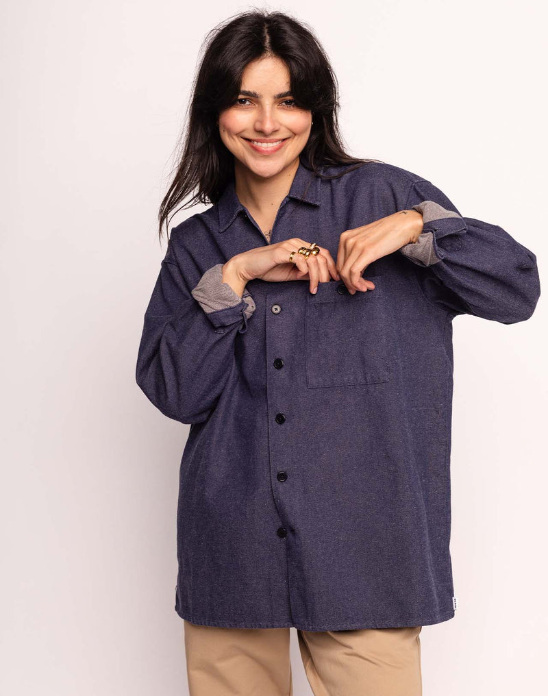 Chemise Decré Borhd Denim Bleu en coton recyclé, Polyester recyclé, Autres fibres recyclées – OLOW
