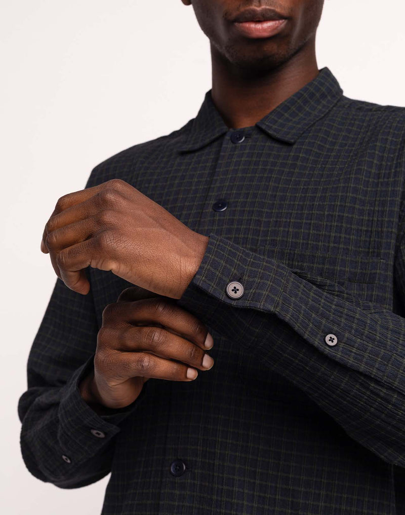 Chemise Decré Brackley Bleu Marine en coton bio GOTS – OLOW