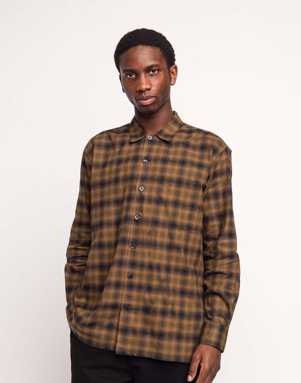 Chemise Decré Brixhan Kaki en sergé coton brossé – OLOW