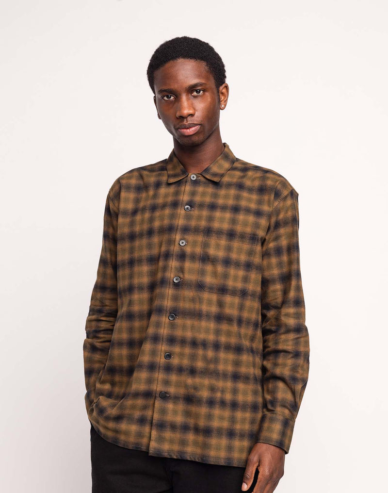 Chemise Decré Brixhan Kaki en sergé coton brossé – OLOW