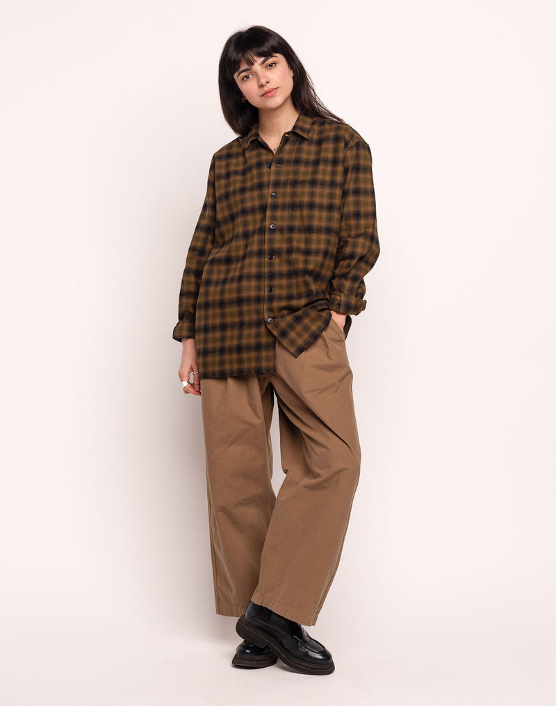 Chemise Decré Brixhan Kaki en sergé coton brossé – OLOW