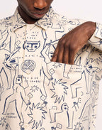 Chemise Decré Life Dance Beige et Bleu en sergé coton – OLOW