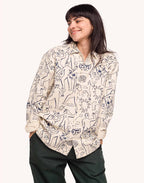 Chemise Decré Life Dance Beige et Bleu en sergé coton – OLOW