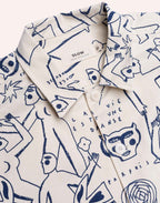Chemise Decré Life Dance Beige et Bleu en sergé coton – OLOW