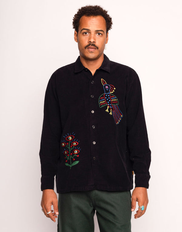 Chemise Decré Take Off Noir en velours de coton – OLOW