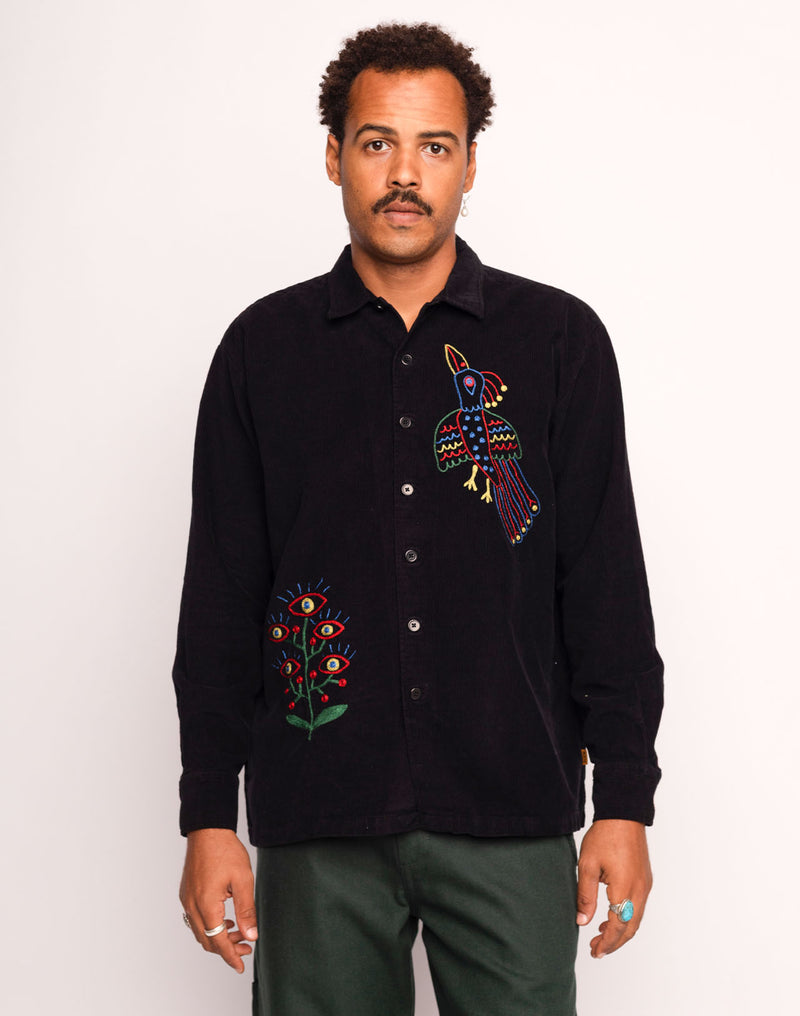 Chemise Decré Take Off Noir en velours de coton – OLOW
