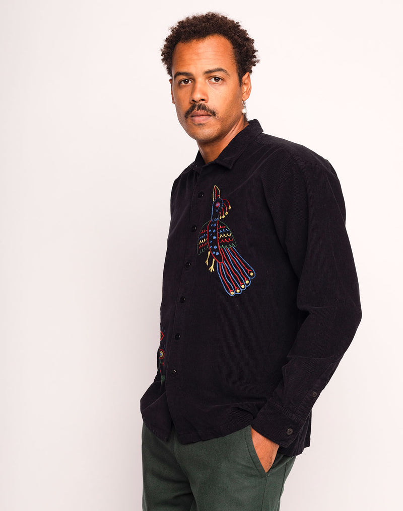 Chemise Decré Take Off Noir en velours de coton – OLOW