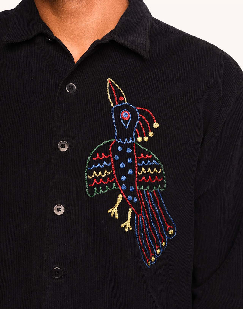 Chemise Decré Take Off Noir en velours de coton – OLOW