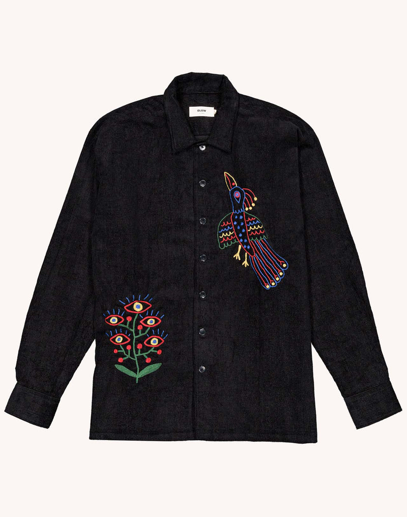 Chemise Decré Take Off Noir en velours de coton – OLOW