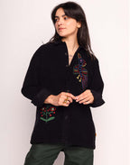 Chemise Decré Take Off Noir en velours de coton – OLOW