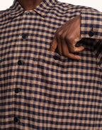 Chemise Decré Wick Marron et Bleu en flanelle de coton – OLOW