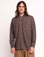 Chemise Decré Wick Marron et Bleu en flanelle de coton – OLOW