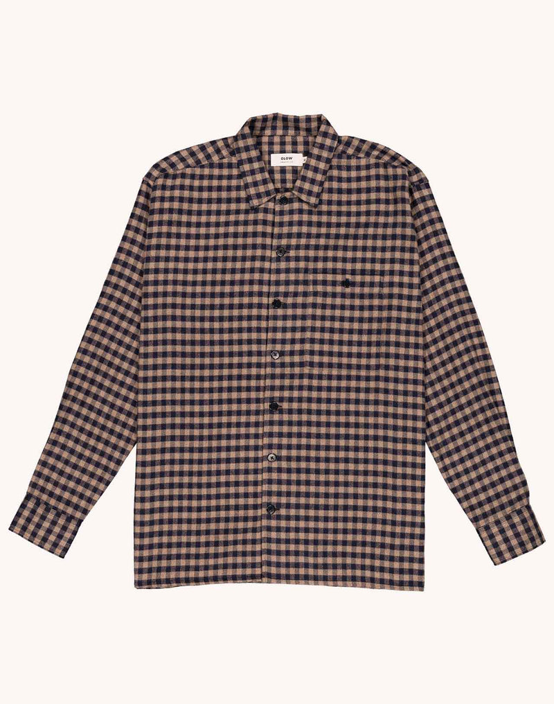 Chemise Decré Wick Marron et Bleu en flanelle de coton – OLOW
