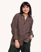 Chemise Decré Wick Marron et Bleu en flanelle de coton – OLOW