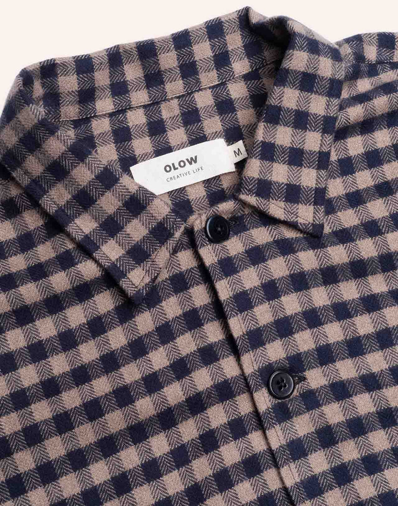 Chemise Decré Wick Marron et Bleu en flanelle de coton – OLOW