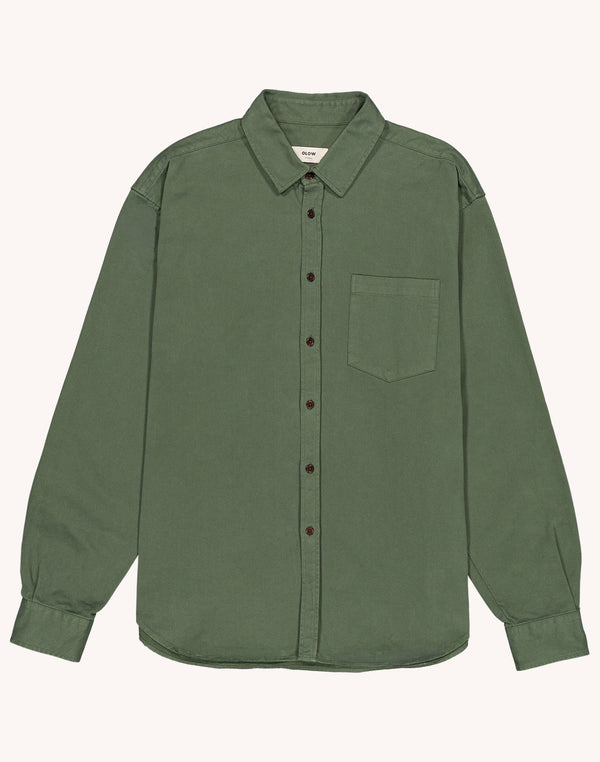 Chemise Nago Fields Kaki en sergé coton – OLOW