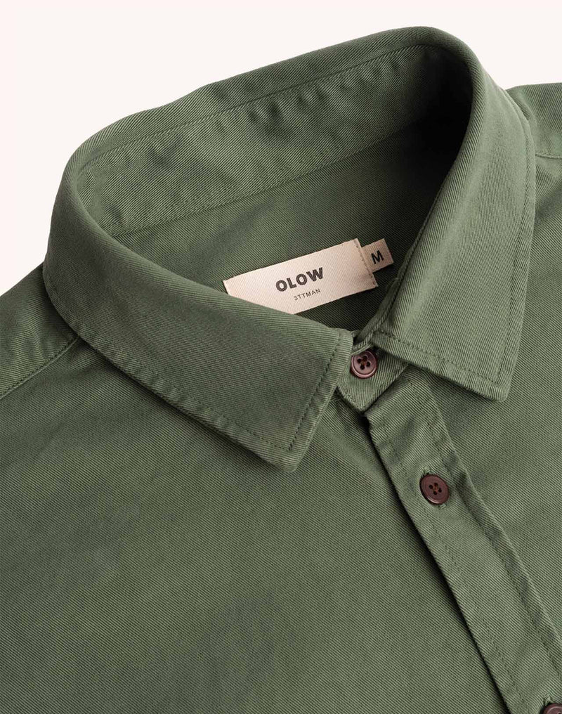 Chemise Nago Fields Kaki en sergé coton – OLOW