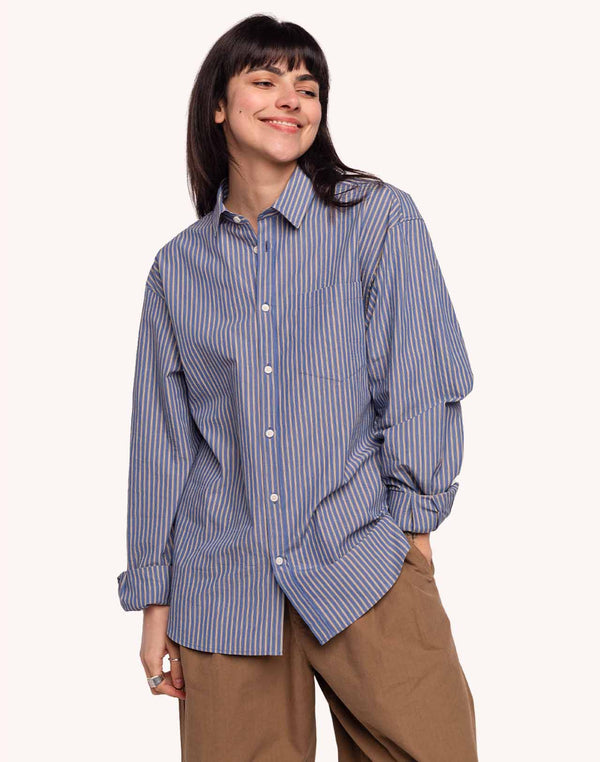 Chemise Nago Randal Bleu Clair en coton bio GOTS – OLOW