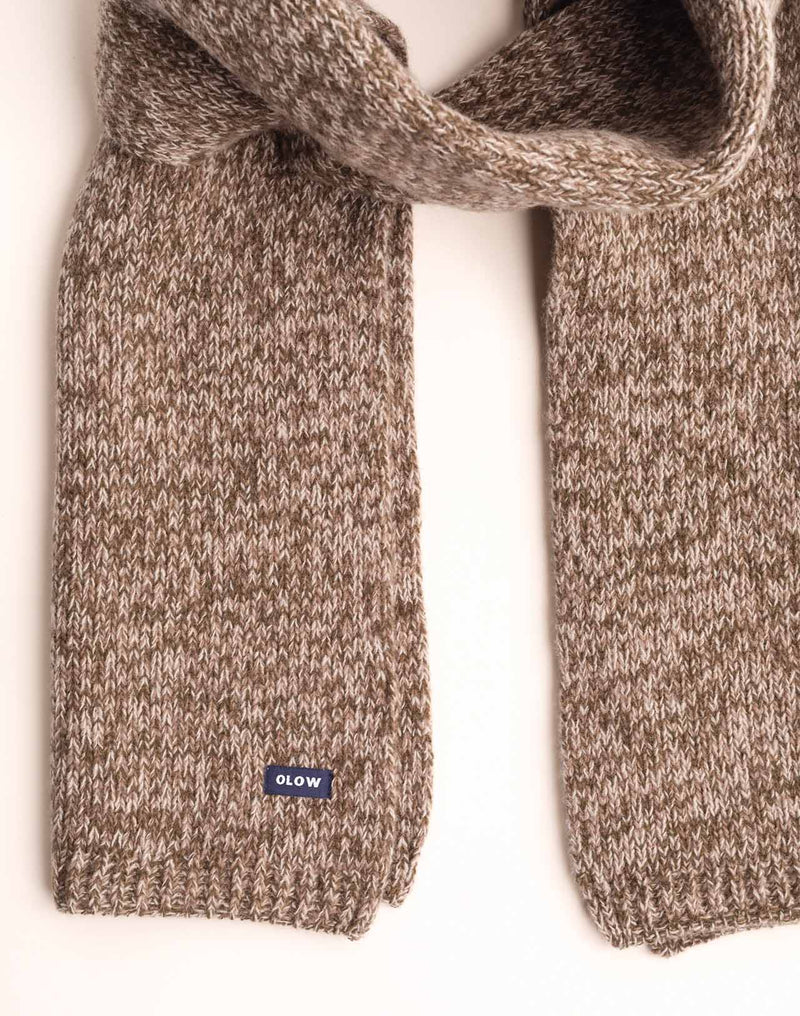 Écharpe Horn Beige-Kaki Chiné en laine mérinos extra-fine – OLOW