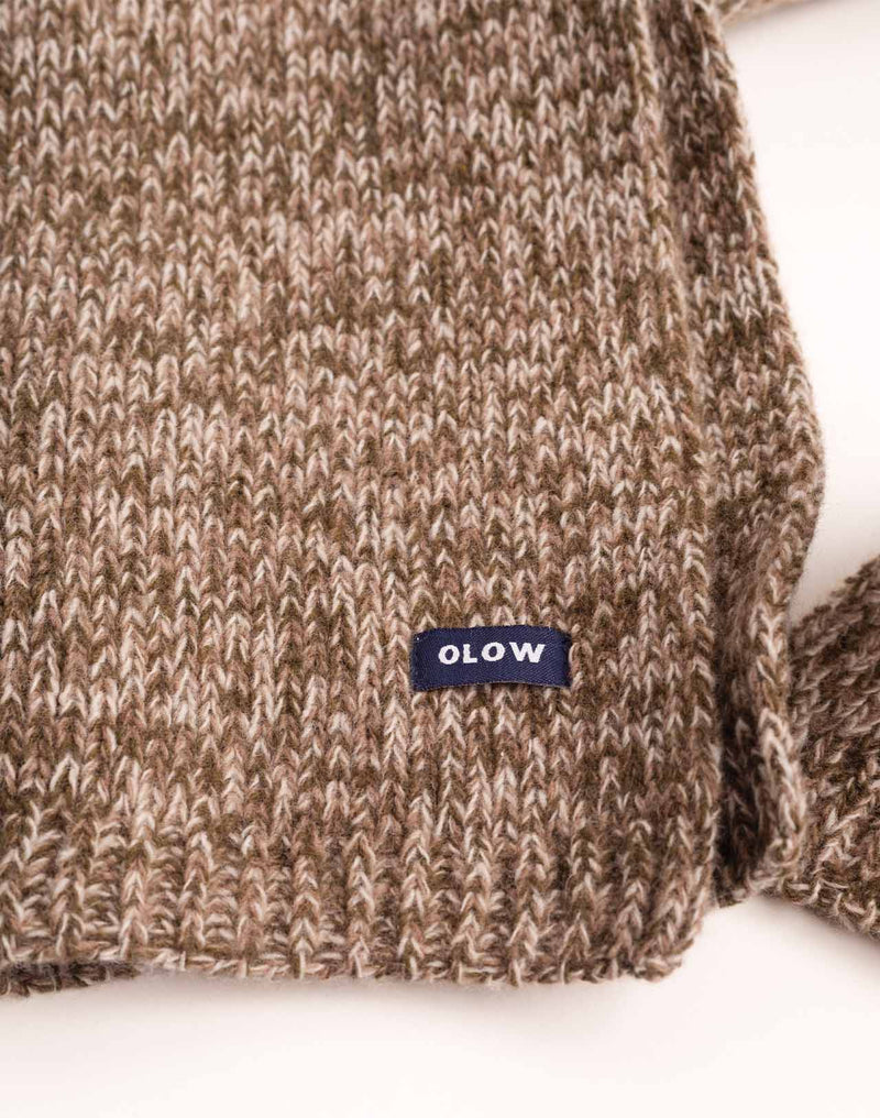 Écharpe Horn Beige-Kaki Chiné en laine mérinos extra-fine – OLOW