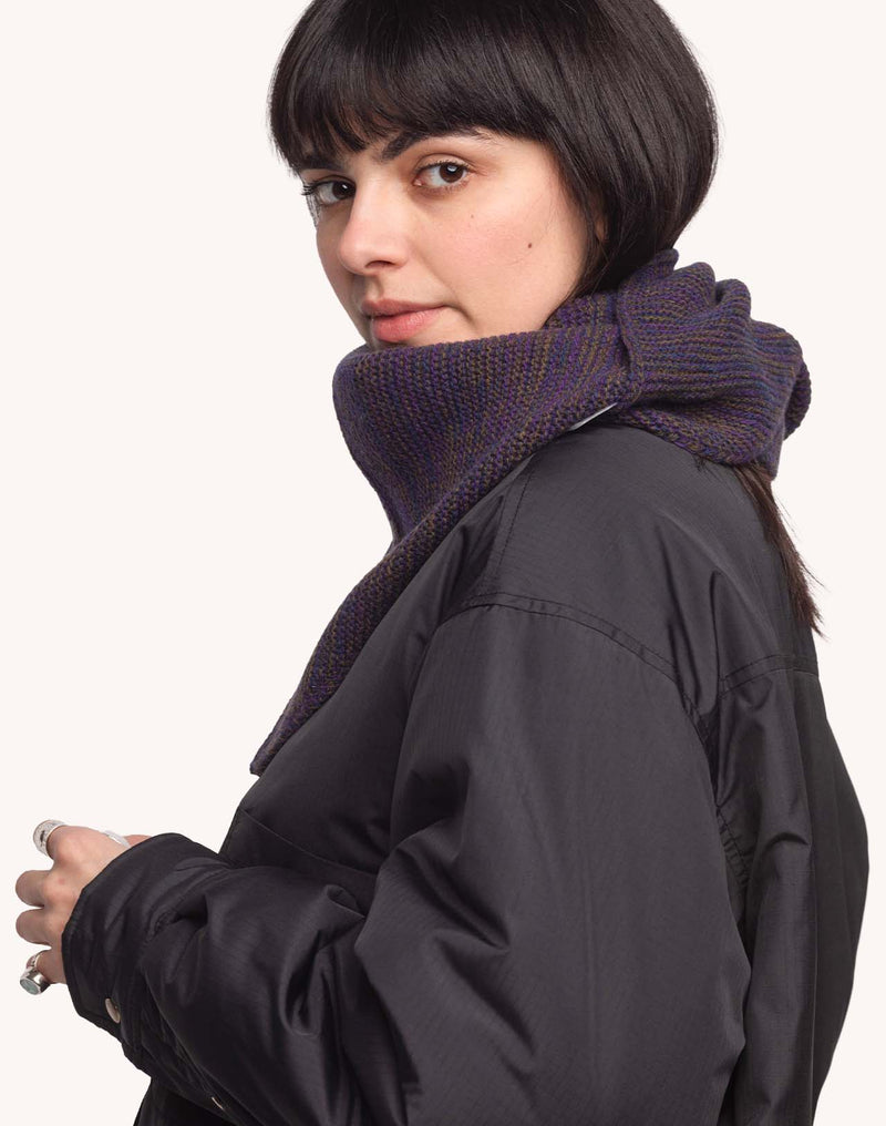 Écharpe Kolmio Bleu Marine Chiné en laine mérinos extra-fine – OLOW