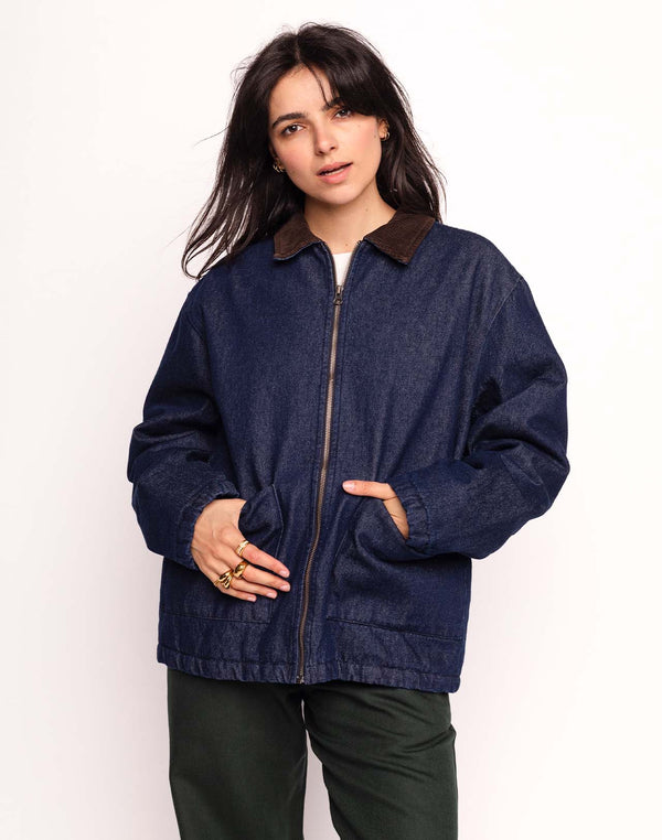 Blouson Yarm Denim Bleu en coton, Coton recyclé – OLOW