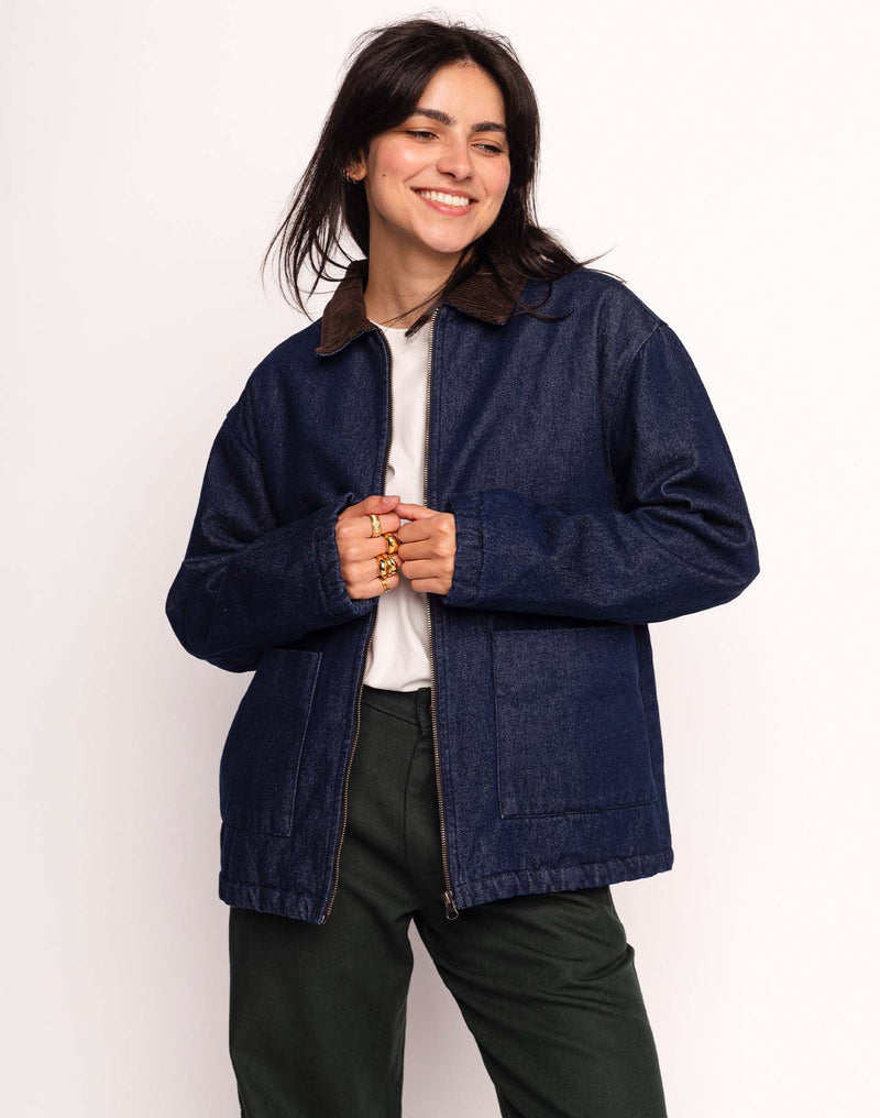Blouson Yarm Denim Bleu en coton, Coton recyclé – OLOW