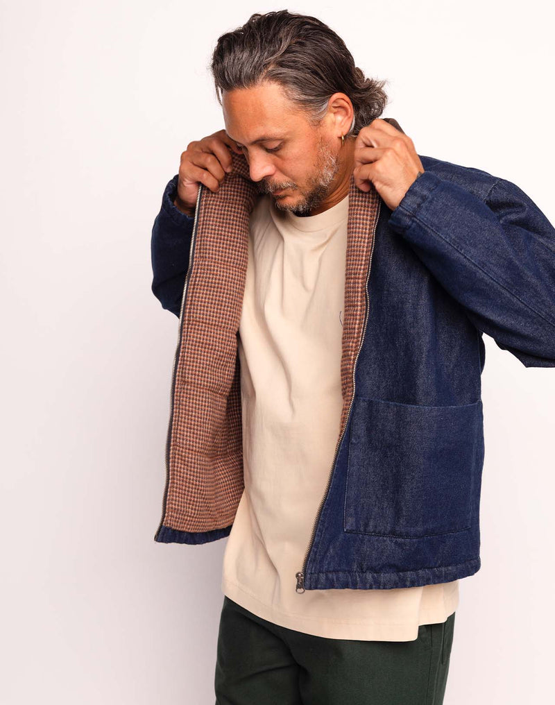 Blouson Yarm Denim Bleu en coton, Coton recyclé – OLOW