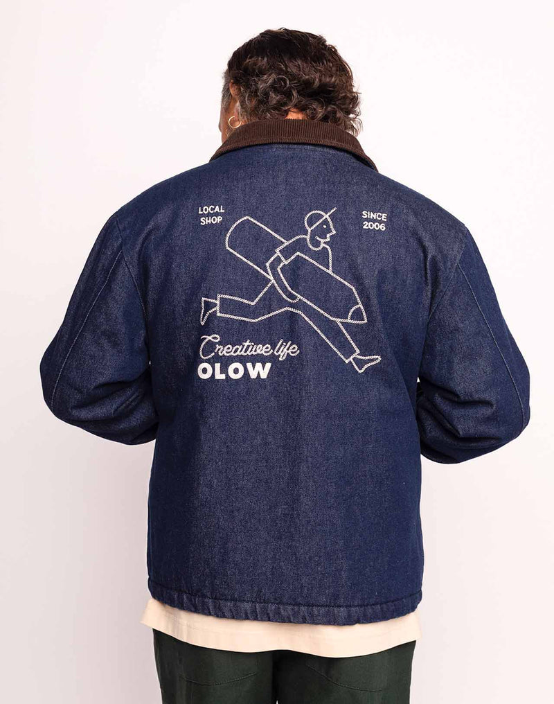 Blouson Yarm Denim Bleu en coton, Coton recyclé – OLOW