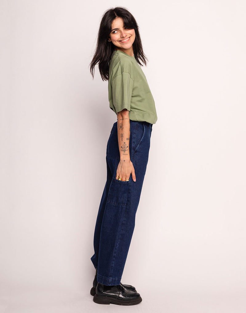 Pantalon Chuck Denim Bleu en coton, Coton recyclé – OLOW