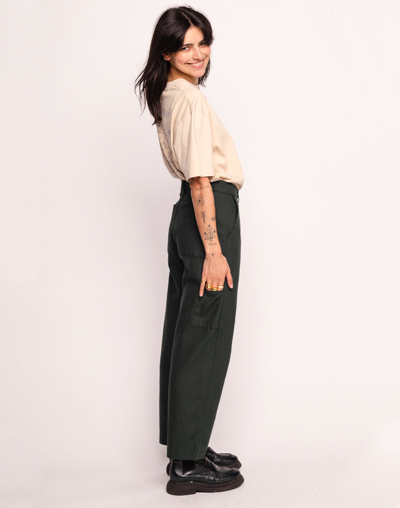 Pantalon Chuck Vert Mélèze en lyocell, Canvas coton – OLOW