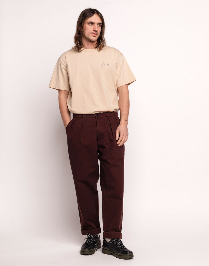 Pantalon Sembo Chocolat en sergé coton bio – OLOW