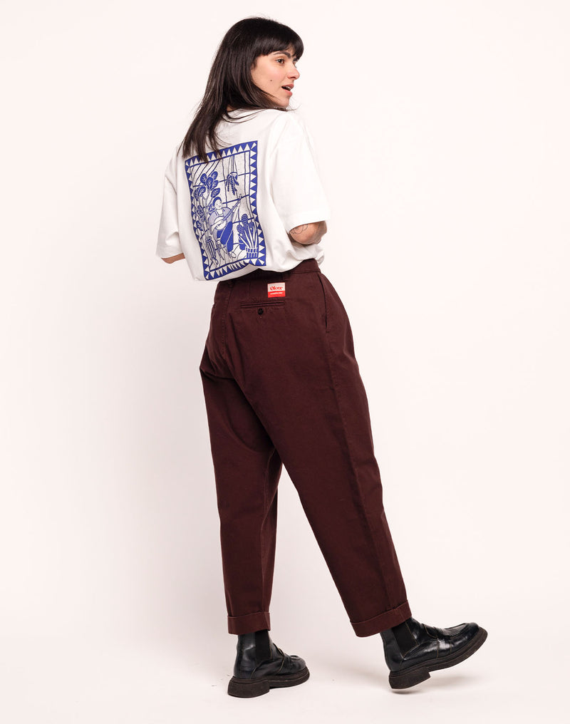 Pantalon Sembo Chocolat en sergé coton bio – OLOW