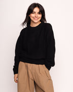 Pull Baden Noir en laine recyclée, Polyamide recyclé, Autres fibres recyclées – OLOW