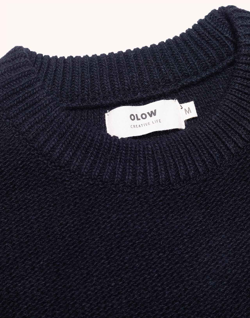Pull Baden Noir en laine recyclée, Polyamide recyclé, Autres fibres recyclées – OLOW
