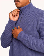 Pull Banjo Bleu Chiné en laine mérinos extra-fine, Coton bio – OLOW