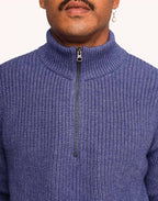 Pull Banjo Bleu Chiné en laine mérinos extra-fine, Coton bio – OLOW
