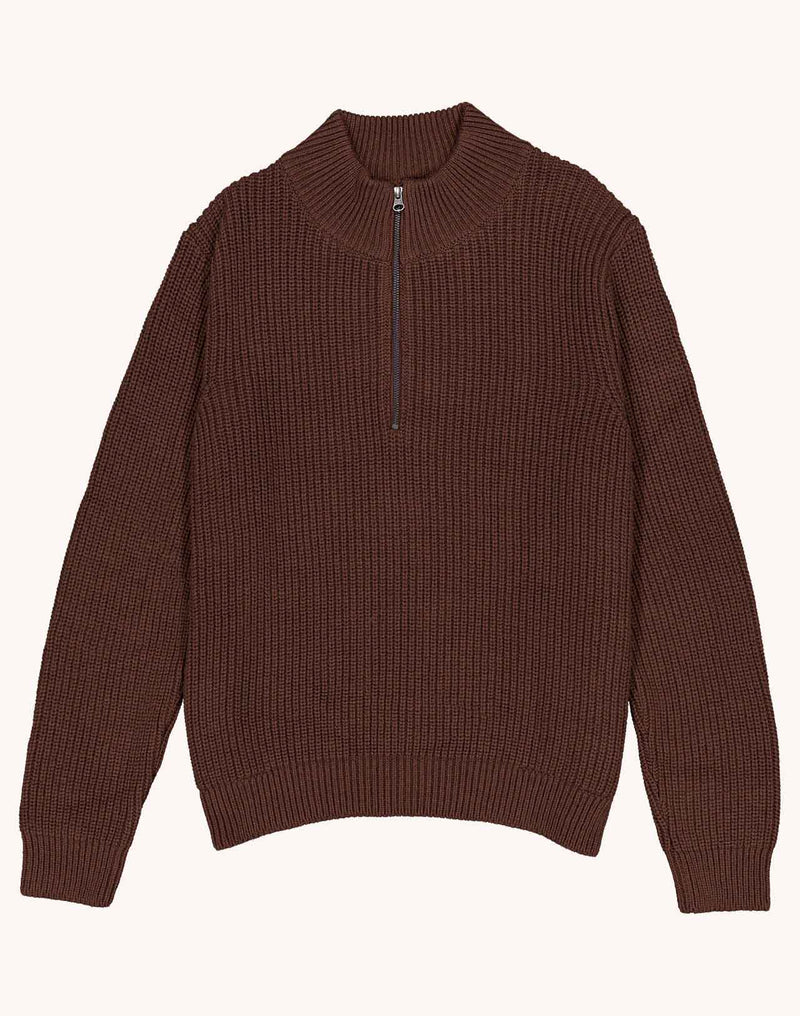 Pull Banjo Chocolat en laine mérinos extra-fine, Coton bio – OLOW
