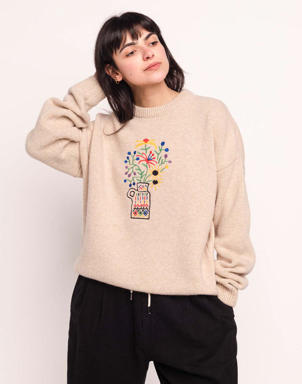 Pull Bunch Beige en laine mérinos extra-fine – OLOW
