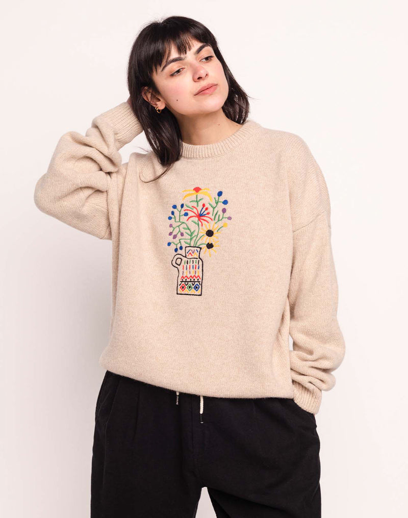 Pull Bunch Beige en laine mérinos extra-fine – OLOW