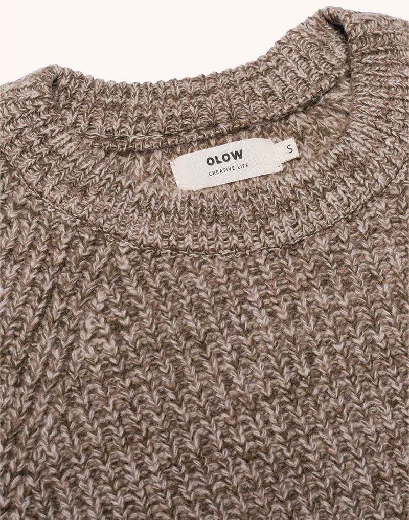 Pull Equinoxe Beige-Kaki Chiné en laine mérinos extra-fine – OLOW